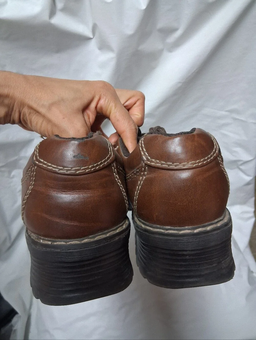 Route 66 Women's Vintagr Brown Leather Lace-Up Casual Slip-on. Sz 9 Preowned